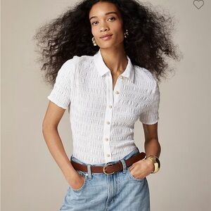 NWT Jcrew Smocked button-up shirt in cotton-blend voile